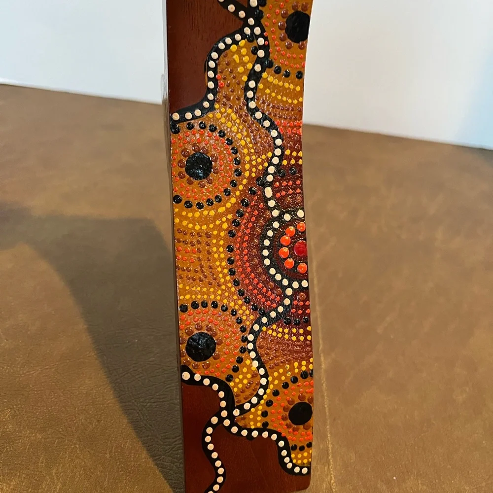 Handcrafted Australian Aboriginal Art Wooden Wine Bottle Holder